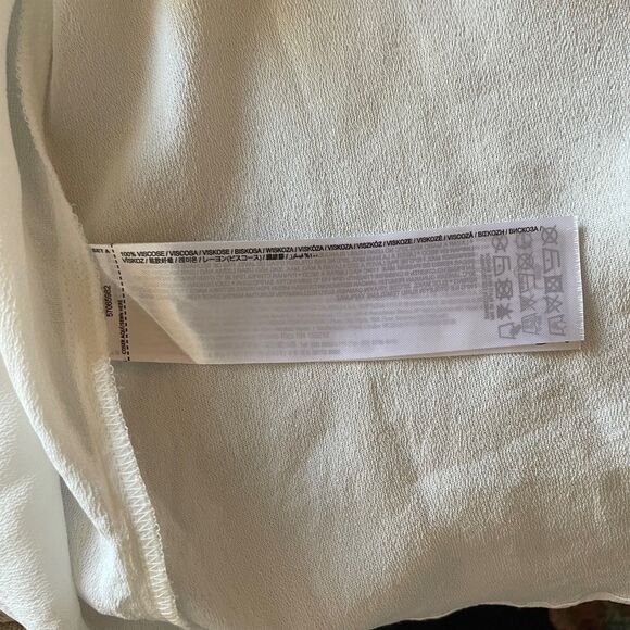 Mango White Button Down Shirt with Tie Neck, size 8 - Picture 7 of 12